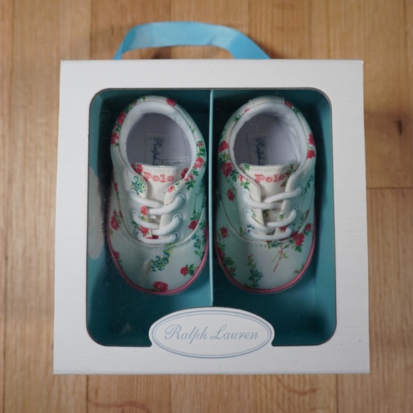 Ralph Lauren Toddler Keaton Floral Canvas Pink Size 2 M Brand New - Picture 11 of 12